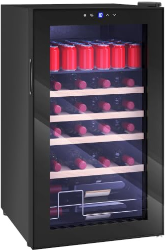 HOMCOM Cantinetta Vino Refrigerata 16 Bottiglie 63L Silenziosa 5-18℃