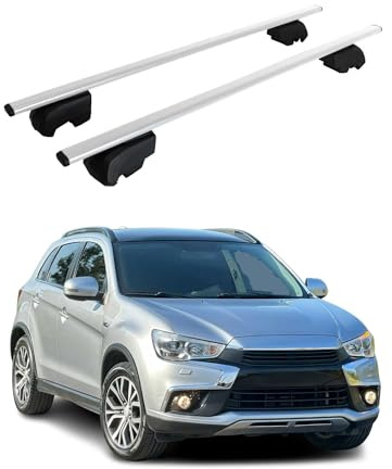OMAC Dachträger für Mitsubishi ASX 2010-2023 Stahl 2 Stangen Silber | ISO/PAS 11154:2006 geprüft, Abschließbar, City-Crash-getestet, bis 75 kg Traglast, Querträger, Grundträger