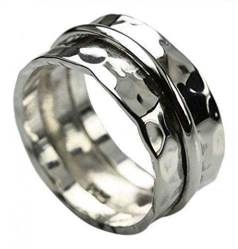 Interessanter gehämmerter 925er Silberring 10mm, Größe:56 (17.8 mm)