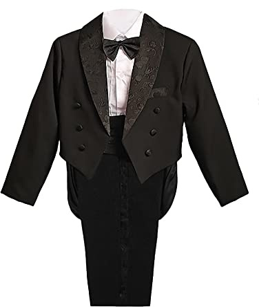 Lito Angels Liten Pojkar Smoking Bröllopskostym & Blazers, Pageboy Formell Outfit 5 Stycken Set med Cummerbund, Ålder 8 år, Svart