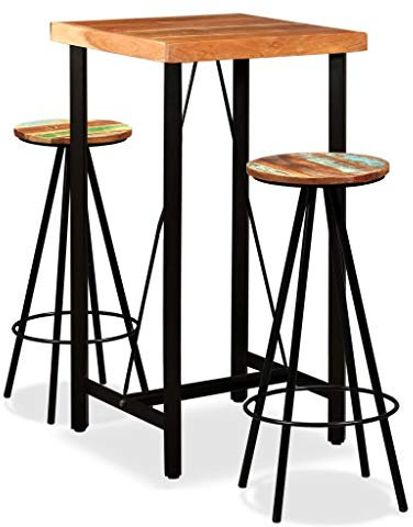 Festnight 3-TLG. Bar-Set Bartisch Barhocker Holz Barset inkl. 1 Stehtisch und 2 Hocker Esszimmer Sitzgruppe