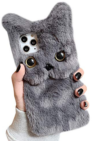 SGVAHY iPhone 6/6s Case, Fluffy Cute 3D Animal Cat Shaped for Girls Women, Soft TPU Case, Shockproof Drop Resistant Phone Cover, Protective iPhone 6/6s (Dark Gray)