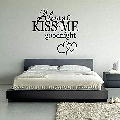 Wall Sticker Always Kiss Me Goodnight Wall Decal Bedroom Bedhead Love Vinyl Sticker Lettering Words Wall Decoration Diy S 57X58Cm