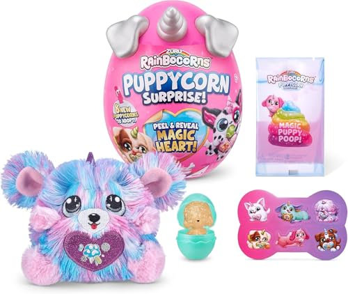 Rainbocorns Sparkle Heart Surprise, Puppycorn Series 2, Puppycorn Surprise, Moxie The Komon - Peluche Coleccionable - 7 Capas de sorpresas, Pela y Revela el corazón, a Partir de 3 años (Komon)