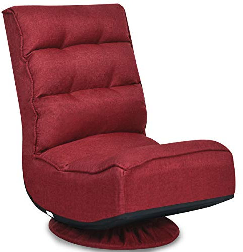 COSTWAY Bodenstuhl 360°drehbar, Bodensessel mit 5-Fach Verstellbarer Rückenlehne, Game Sessel gepolstert, Bodensofa Meditationsstuhl bis 120kg belastbar, Lazy Sofa (Rot)