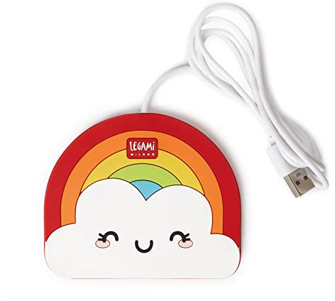 Legami - Scalda Tazza Usb, Warm it up, 10x10 cm, in Vinile, Ideale per Tazze e Bicchieri con Fondo Piatto, Ingresso USB, Tema Rainbow