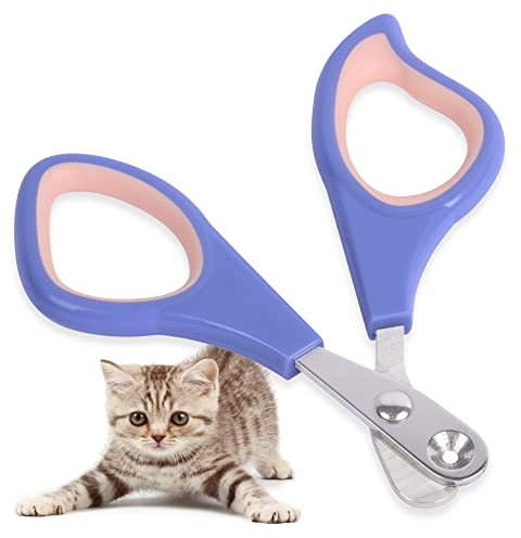 Kaket Cat Nail Clippers, Pet Claw Scissors with 2mm Positioning Hole, Pet Nail Clippers for Small Animals, Non-Slip Claw Trimmer, Cat Claw Cutters Scissors for Guinea Pigs, Birds, Puppies (purple)