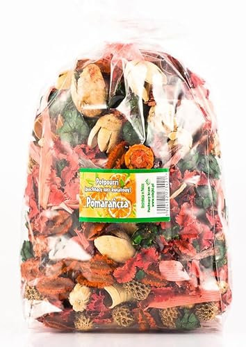 Potpourri aux fleurs séchées parfumées à l'Orange | Grand paquet 1100 ml ≈ 150-190 g | Décoration florale pour la maison | Fleurs séchées pour vase salon chambre salle de bain | Subtil parfum d'orange