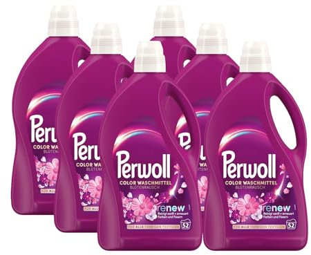 PERWOLL Blütenrausch Waschmittel 6x 52 WL (312 Waschladungen), Feinwaschmittel reinigt sanft und erneuert Farben und Fasern, für alle farbigen Textilien, mit Dreifach-Renew-Technologie