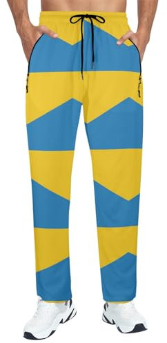 IFCXA Herren-Sporthose mit Ukraine-Flagge, leicht, schnell trocknend, atmungsaktiv, mit Reißverschlusstaschen, mehrfarbig, 56