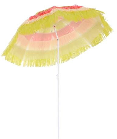 Outsunny Parasol de plage parasol inclinable rond Ø 160 cm Design Hawai angle d'inclinaison et hauteur réglables tissu polyester haute densité multicolore