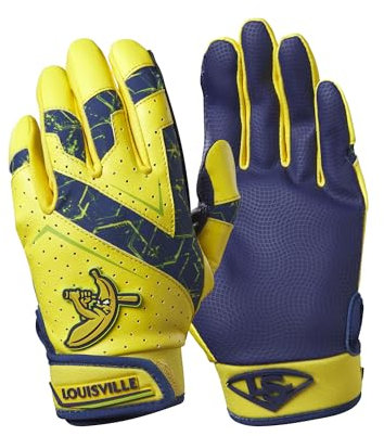 Louisville Slugger Savannah Bananas Youth V2 Schlaghandschuhe, Gelb/Marineblau, Größe L