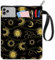 craspire Buchhülle Mit Sonne Und Mond Und Reißverschluss Schwarze Buchumschläge Für Taschenbücher Galaxie Weltraum Boho wasserdichte Stoffhüllen Für Tarot Buchliebhaber Bücherwurm Bibliothekar