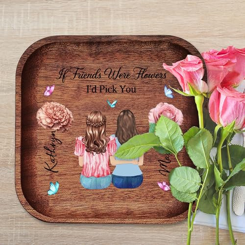 Acntrhm Piatto di gioielli personalizzato con scritta Thank You I Laugh More Cry Less Personalizzato Gioielli Piatto Di Ringraziamento Amicizia Regali per Donne Amiche (8.15Ritratto (Legno)-D01)