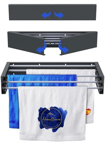 Homellence - Eleganter Wäscheständer Wand ausziehbar - Wandwäschetrockner platzsparend - Robuster, kompakter Wäscheständer Wandmontage mit 3,50m Trockenlänge für drinnen & draußen (70 cm, Anthrazit)