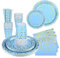 Shodiffy Juego de Vajilla para Fiesta, Decoración para Fiesta de Cumpleaños Incluir Vasos, Servilletas, Platos de Papel (Azul)