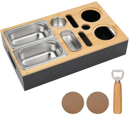 Couchbar Snackbox, Couch bar, mit 4 Snackschalen Aus Edelstahl, 2 Untersetzer, 1 Flaschenöffner, Abnehmbarer Deckel, Serviertablett für Wohnzimmer Party Garten Camping Geschenke für Männer