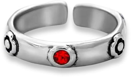 Pidak Ring Fantasy verstellbar aus Zink – Einheitsgröße mit rotem oder blauem Edelstein – magisches und elegantes Accessoire, Zink, Kein Edelstein