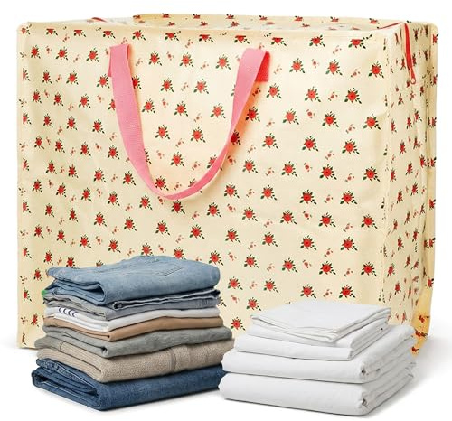 Rex London - Jumbo Storage Bag with Zip for Home Storage 70L - French Rose | storage bags, moving bags, moving house essentials, clothes storage bag, garment tidy, house essentials, laundry bag