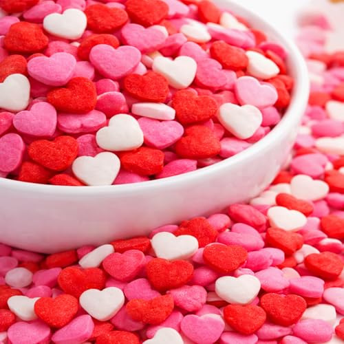 Edible Sprinkles 100g | Edible Sprinkles for Cake Decorating, Cookies & Cupcakes | Edible Mother's Day Heart Sprinkles for Wedding, Birthday & Dessert Toppers (Valentien Sprinkles)
