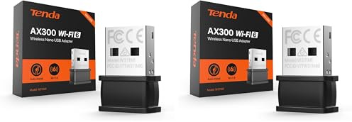 Tenda AX300 Adaptateur WiFi USB Nano Puissant pour PC, WPA2, Soft-AP, Windows 7/10/11, W311MI (Lot de 2)