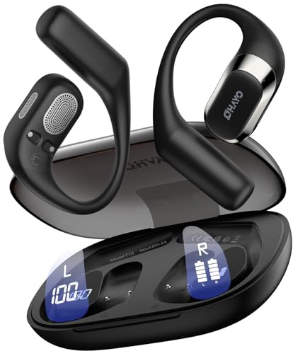 OHAYO Open Ear Headphones, Wireless Bluetooth Running Headphones With ENC Mic, Sports Earphones with 40H Playtime, Secure Fit Ear Hook, IPX6 Waterproof for Gym,Running, Office, Rich Bass, Clear Calls