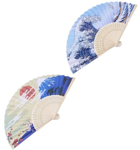 HANABASS Éventail à Sushi Pliant Japonerie en Bambou, Lot de 2, Style Rétro | Surface Lisse, Léger, pour Décoration D’assiette, Projet Diy, Accessoire Garçon et Filles, Motif Sashimi