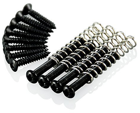 VANSON Black Mounting Ring Screw Kit (Includes 4 x Humbucker Pickup Mounting Screws & Springs, 8 x Mounting Rings Screws) for Les Paul, SG, ES Type Guitars (Black)