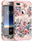 Hocase iPhone 7 Plus Hülle, Fallschutz, stoßdämpfende Silikon-Stoßstange + harte Schale Hybrid Dual Layer Ganzkörper-Schutzhülle für Apple iPhone 7 Plus 5,5 Zoll – Pfingstrosenblüten/Rose Gold Pink