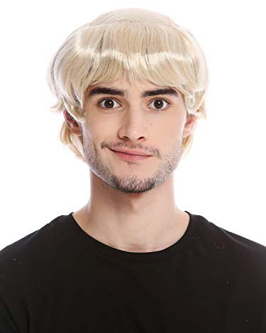 WIG ME UP - 90776-ZA83 Perücke Herren Fasching Karneval Halloween Mönch Tonsur Halbglatze blond hellblond ABT Mittelalter