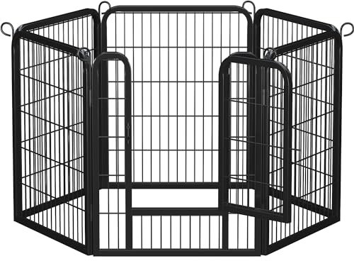 Yaheetech Parc pour Chien Cage pour Chiens 6 Panneaux Enclos en métal Parc à Chiot Rongeur Lapin Interieur Clôture Chiots Exterieur 80 cm avec Porte