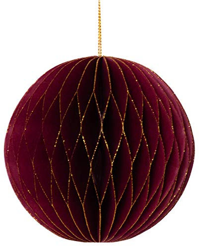 coopz Weihnachtsschmuck Weihnachtskugel Papier Anhänger Kugel 11 cm Christbaumkugel, Farbe:Bordeaux