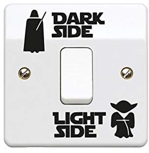 StickerDeen | Dark Side Light Side Light Switch Vinyl Decal Sticker (Kids Room, Man Cave, Home, Boys, Girls, Children, Adults) - UK Made (Black) (Pack of 1)
