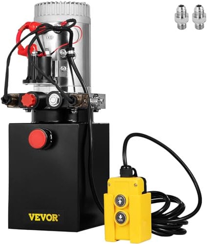 VEVOR Pompa Idraulica Hydraulic Pump 12V DC Doppia Azione con Serbatoio d'Acciaio per Elevatore (4L)