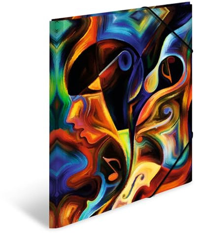 Herma 19857 ArtLine Artwork Porte-documents DIN A3 en plastique solide avec rabats intérieurs imprimés, fermeture élastique, 1 porte-documents pour enfants