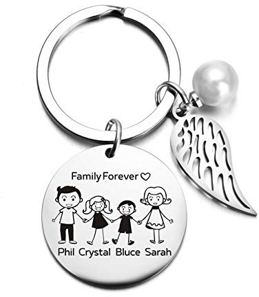 Meilleurs cadeaux de famille - Family Forever personnalisé nom de famille porte-clés pour femmes filles anniversaire remise des diplômes cadeaux de Noël pour fille fils de papa maman porte-clés