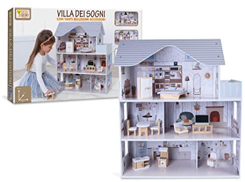Teorema 40628 - Villa dei sogni c/access. H 69,5 cm in legno per bambole