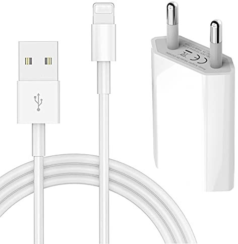 MEROM 5V 1A Chargeur avec Câble Compatible avec I Phone 12 12Pro 12Pro Max 11 11Pro 11Pro Max XS XR X 8 8 Plus 7 7 Plus SE Adaptateur Secteur
