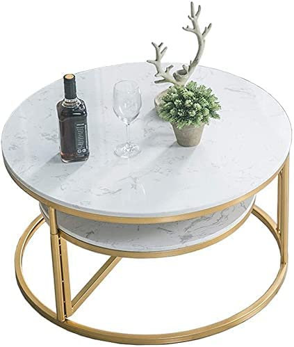 dtkmkj Couchtisch Moderner Couchtisch Layer Runder Couchtisch Sofa Nachttisch Cocktail Marmor Satin