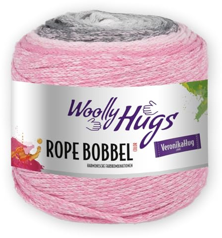 Woolly Hugs Rope Bobbel 250g 107 - grau/rosa