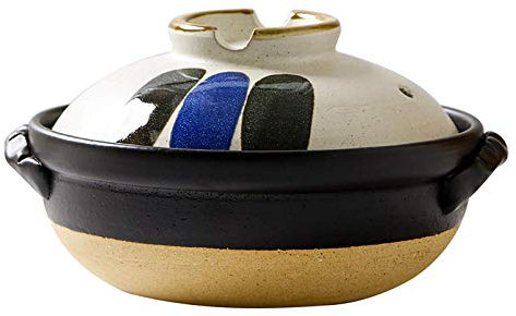 FZYE Olla Caliente Japonesa de cerámica Colorida, Utensilios de Cocina, cazuelas de Terracota con Tapas, Olla de Barro Redonda pequeña, Olla arrocera para Fideos de Sopa, Arcilla, 1.8L