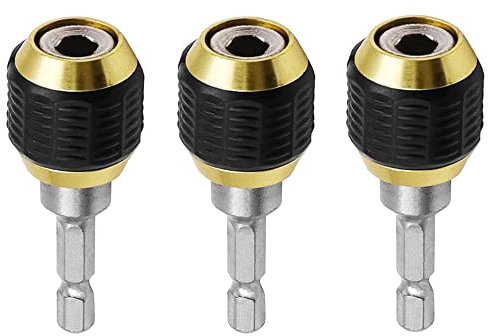 Gasea 3 Packs 1/4 Hex Shank Quick Coupling Self-Locking Connecting Rod Drill Bit Holder Drill Chuck Adapter Power Tools 60mm