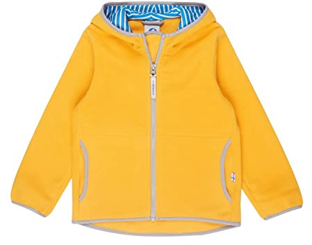 Finkid Paukku Zip-In Fleece Jacke Yellow/Storm - Kinder kuschelige Übergangsjacke Gelb - Fleecejacke mit Reißverschluss zum einzippen für Regen- Aussenjacke