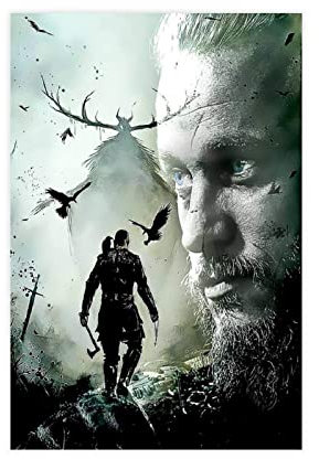 XXJDSK Foto Auf Leinwand Ragnar Lothbrok berühmter Filmposter, Kunstdruck, Poster,Dekoration, Bild, Gemälde für Wohnzimmer, Schlafzimmer, Dekoration, 60x80cm Kein Rahmen
