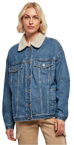 Urban Classics Damen Ladies Oversized Sherpa Denim Jacket