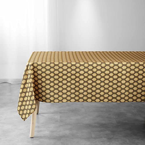 Douceur d'Intérieur Nappe Rectangle (145 x 240 cm) Manuela Jaune, Polyester Imprimé