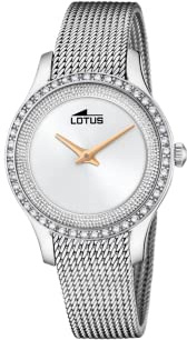 Lotus Damenuhr Analog aus Edelstahl 316l Silberfarben | Quarzwerk, Widerstandsfähiges Mineralglas, Wasserdicht 5 ATM 18826/1, Trendy