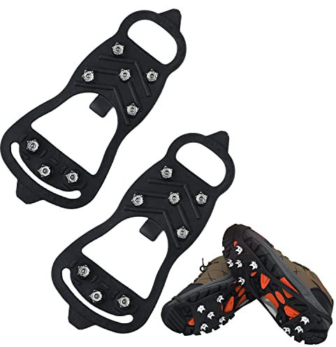 1 Paire de Pointes, Pointes antidérapantes universelles, Couvre-Chaussures à Griffes à Neige avec 8 Clous en Acier, équipement d'alpinisme en Silicone, adapté aux Jours de Neige. (L)