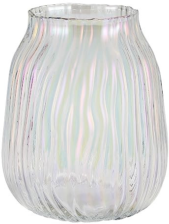 Large Colored Modern Glass Vase Irised Crystal Clear Glass Vase 21cm for Decorative Home Office Centerpieces Flowers Décor(Colored 21cm)
