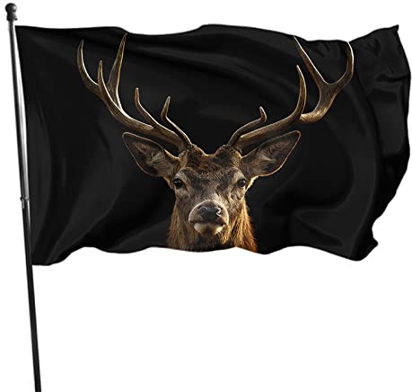 Hirsch-Flagge, 90 x 150 cm, Natur, wilder Hirschkopf, Geweih, Tier-Außenflaggen, große Willkommens-Hof-Banner, Hausgarten, Hof, Rasendekoration